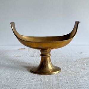 Small Vintage Brass Raised Decorative Swooped Bowl